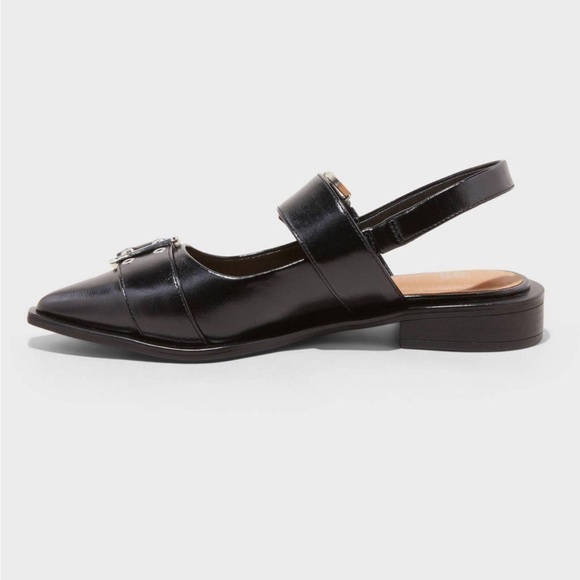 Peyton Double Buckle Slingback Flats with Memory Foam Insole, Size 10 - Picture 2 of 4